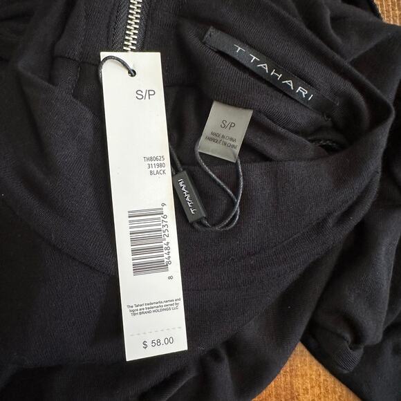 Tahari Women’s Small Black Mock‎ Neck Long Sleeve Top Stretch Viscose NWT - Picture 2 of 9
